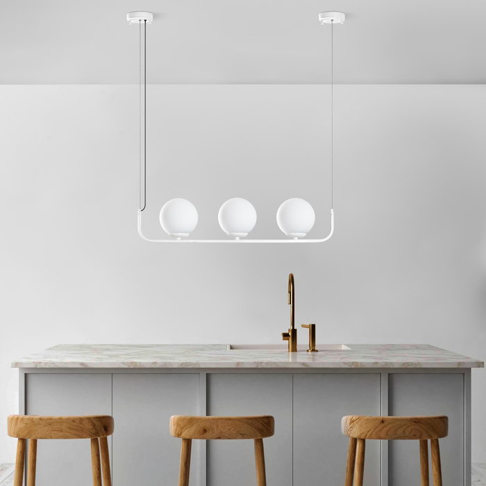 Opviq Faruk - 13717 Lámpara de araña de metal blanca con altura ajustable Opviq Faruk - 13717 Lámpara de araña de metal blanca con altura ajustable